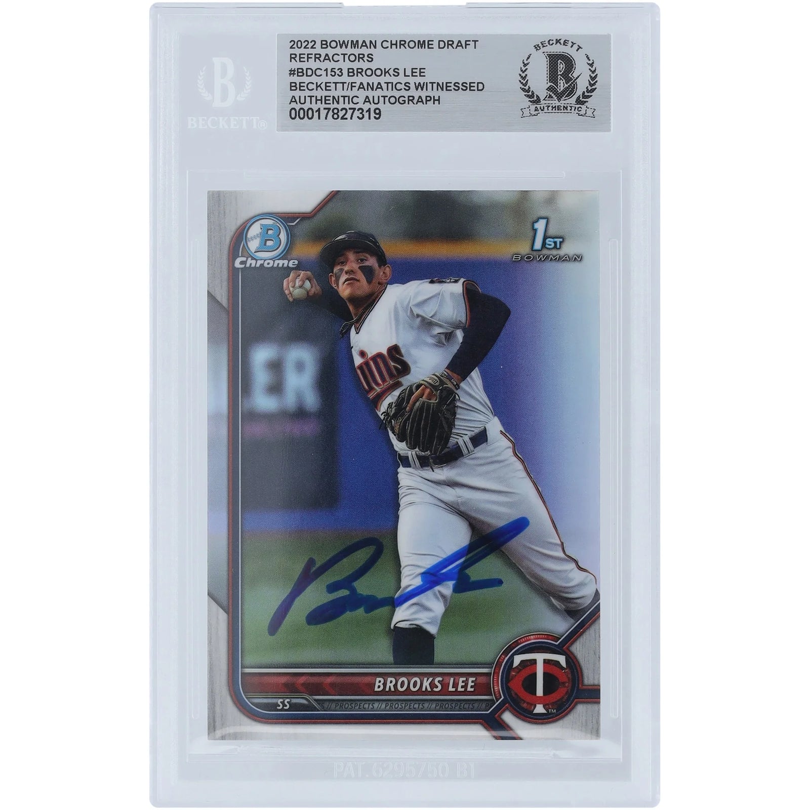 Brooks Lee Signed 2022 Bowman Chrome Draft 1st Bowman Refractor #BDC-153 | Beckett Authent
