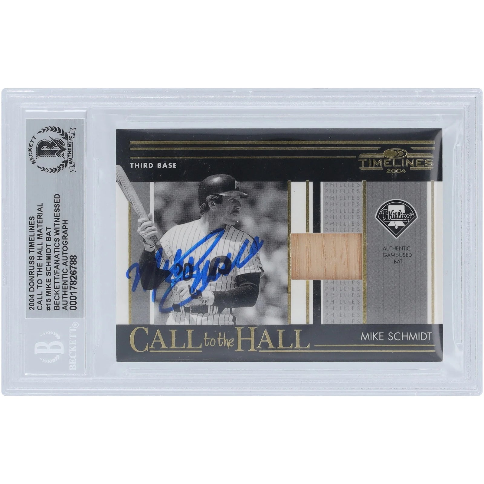 Mike Schmidt Signed 2004 Donruss Timelines Call to the Hall Card #CH-15 | Beckett Authenti