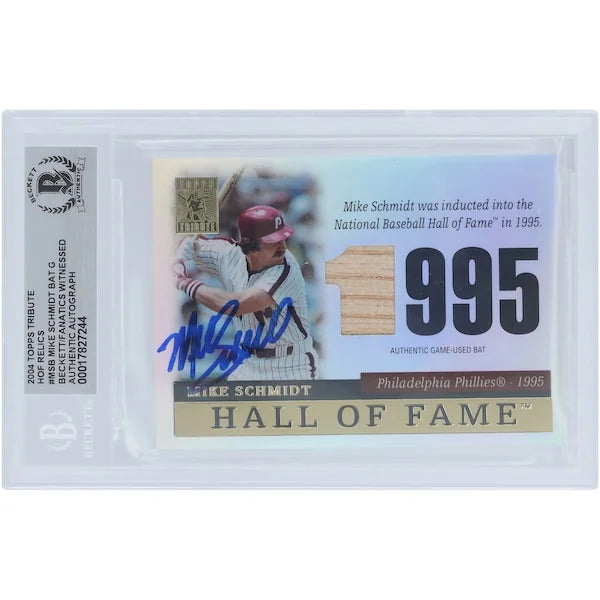 Mike Schmidt Philadelphia Phillies Autographed 2004 Topps Tribute HOF Relics #TR-MSB Beckett Fanatics Witnessed Authenticated Card - F3