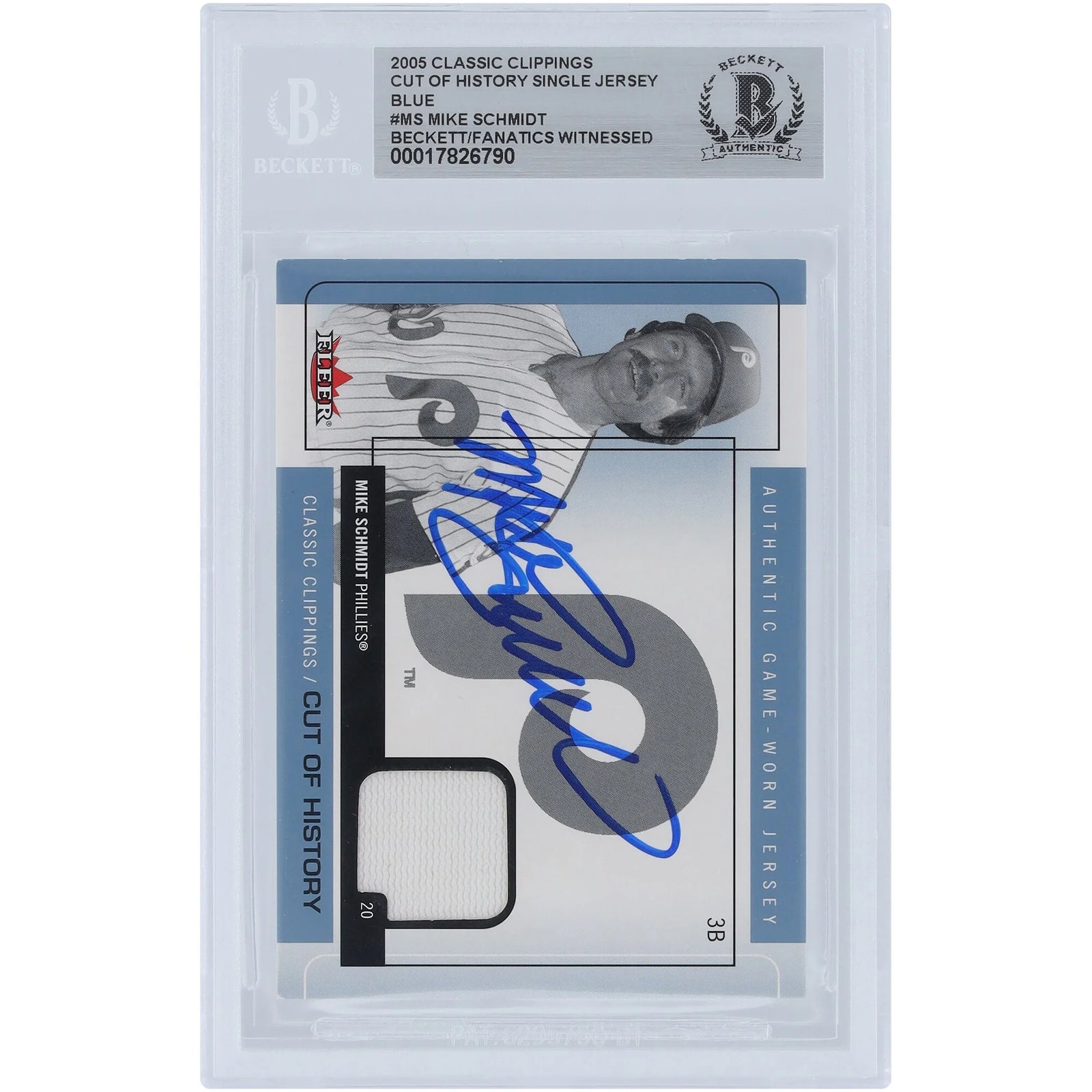 Mike Schmidt Signed 2005 Fleer Classic Clippings Card | Jersey Relic
