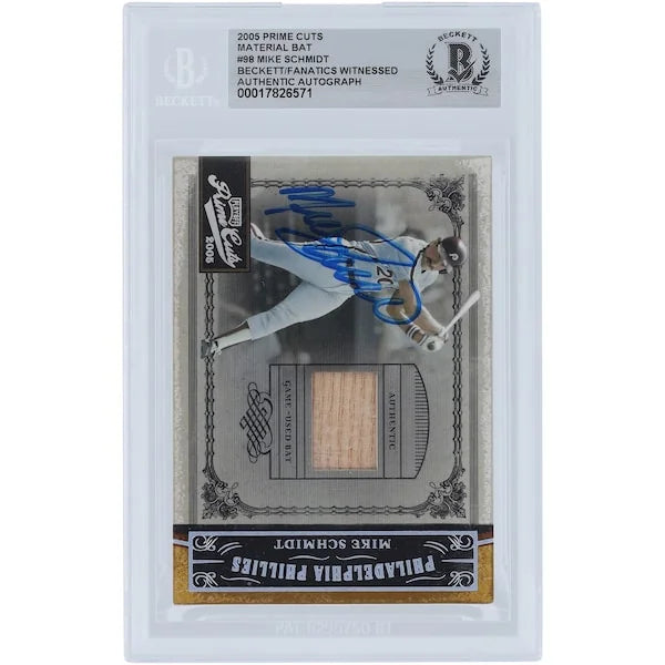 Mike Schmidt Signed 2005 Playoff Prime Cuts Material Bat Relic Card | #98/50