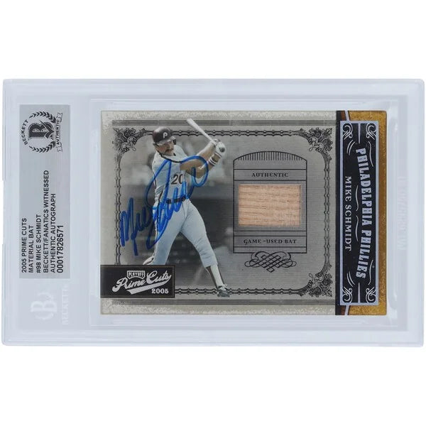 Mike Schmidt Signed 2005 Playoff Prime Cuts Material Bat Relic Card | #98/50