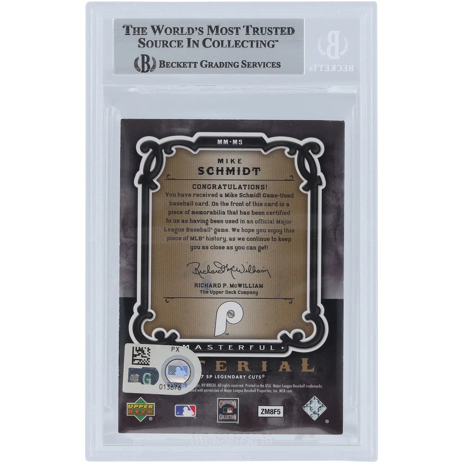 Mike Schmidt Signed 2007 Upper Deck SP Legendary Cuts Card | Beckett Authenticated