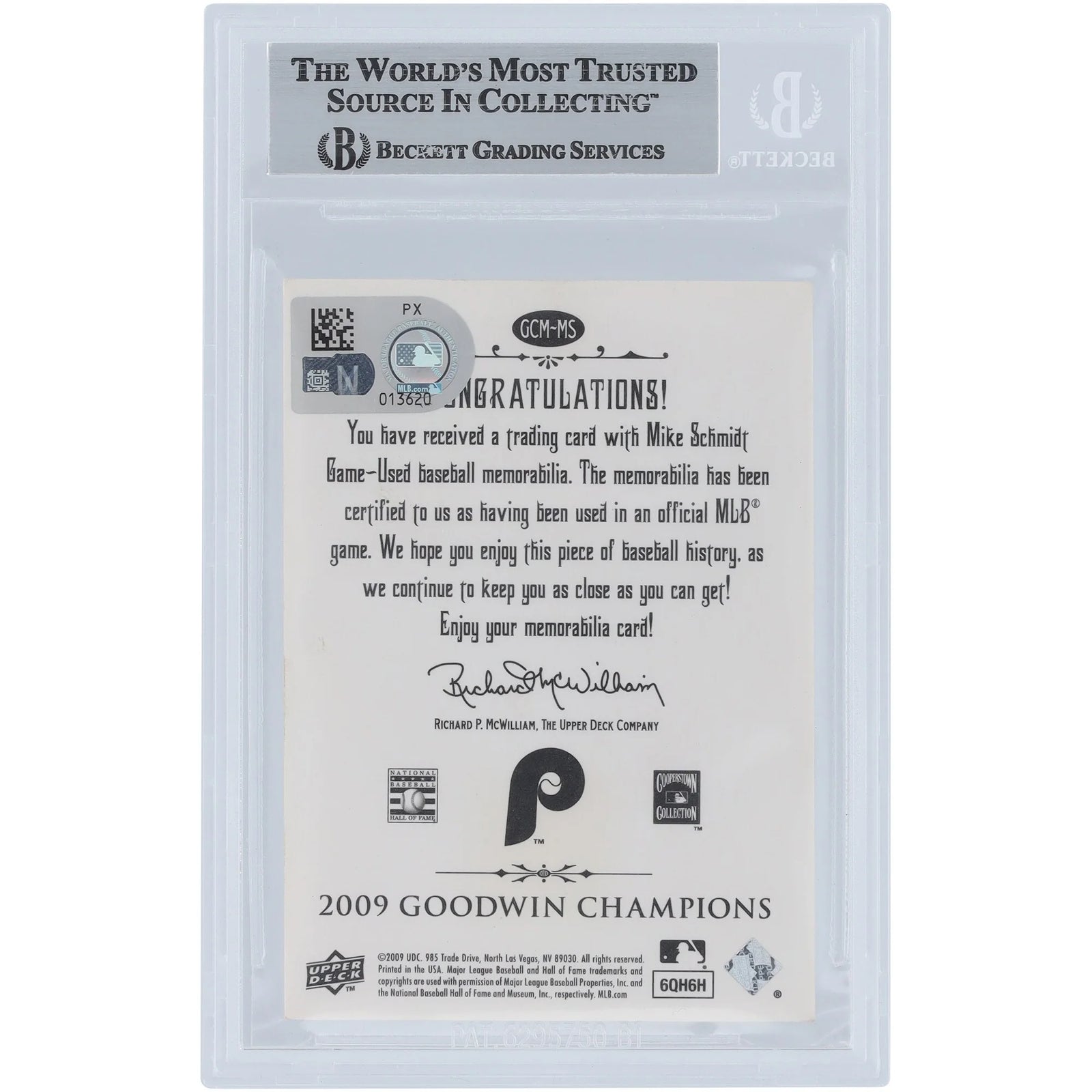 Mike Schmidt Signed 2009 Upper Deck Goodwin Champions Card | Beckett Authenticated