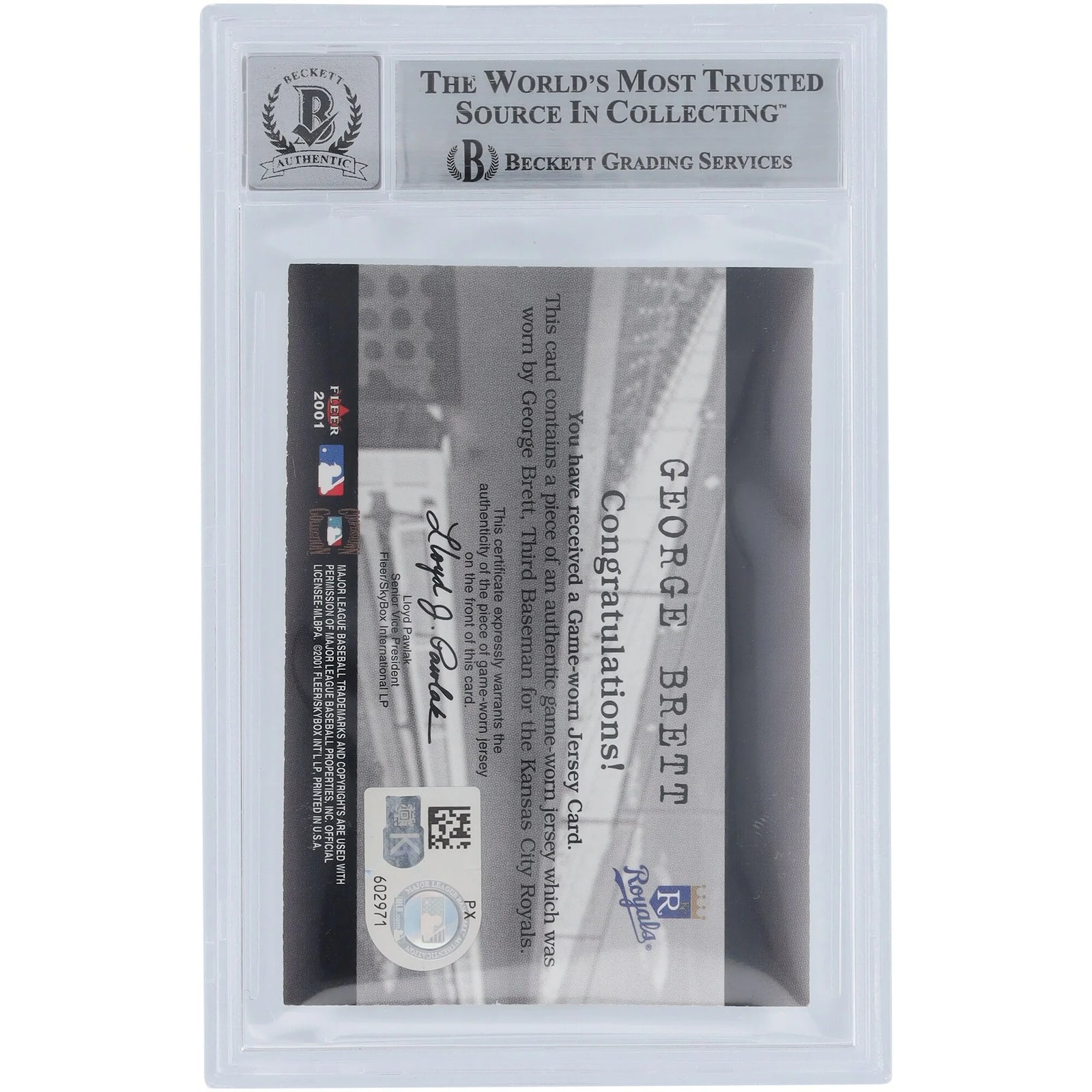 George Brett Signed 2001 Fleer Genuine Final Cut #3 Card | Beckett Graded 10