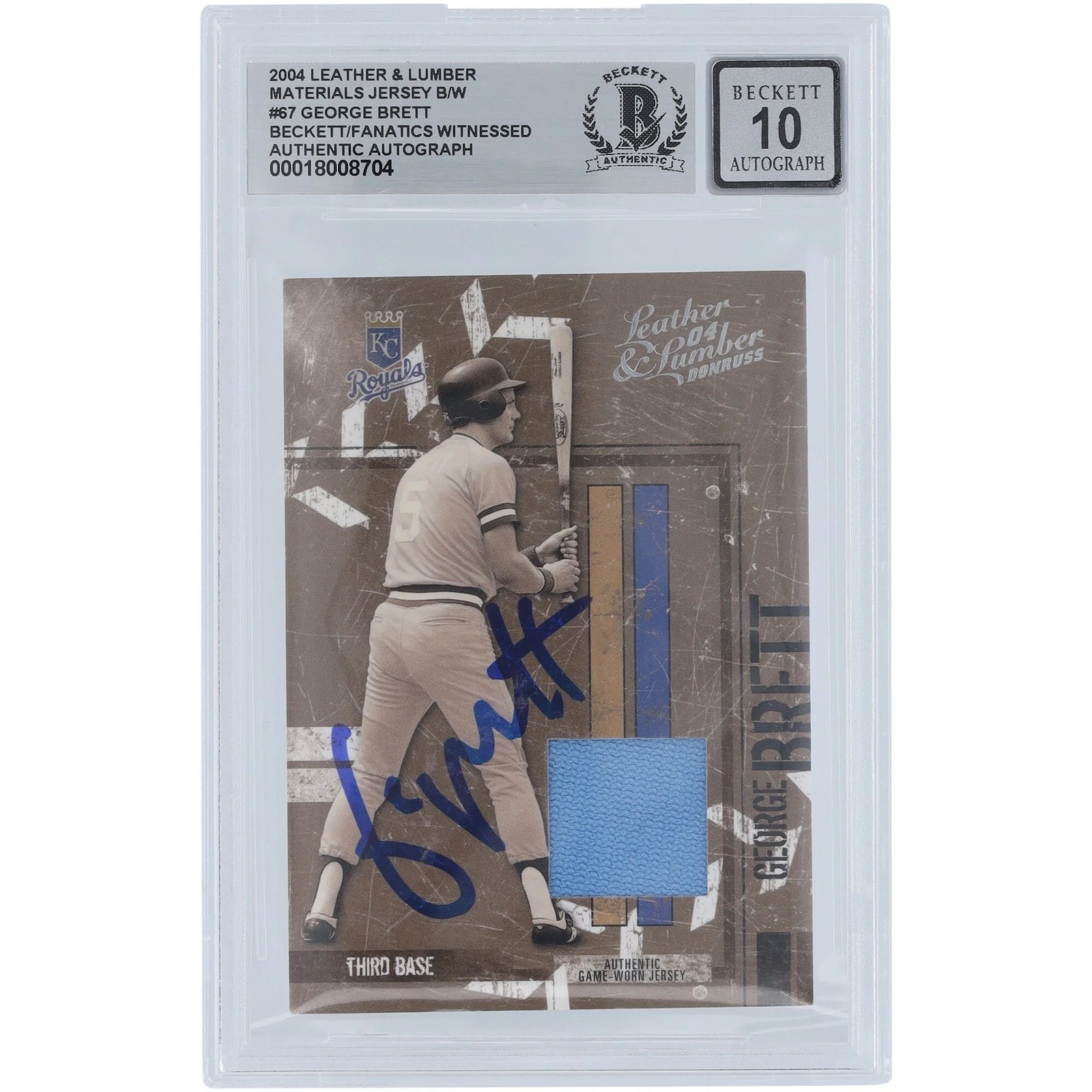 George Brett Signed 2004 Donruss Leather & Lumber #67 Card | Graded 10