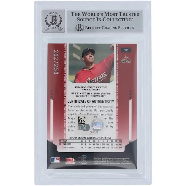 Andy Pettitte Signed 2004 Donruss Leaf Certified Materials Relic #12 Card | Graded 10
