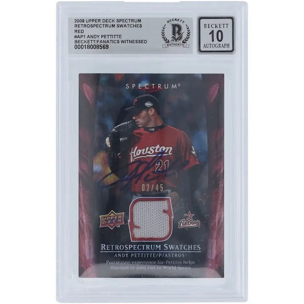 Andy Pettitte Signed 2008 Upper Deck Spectrum Red Retrospectrum Relic Card #/45