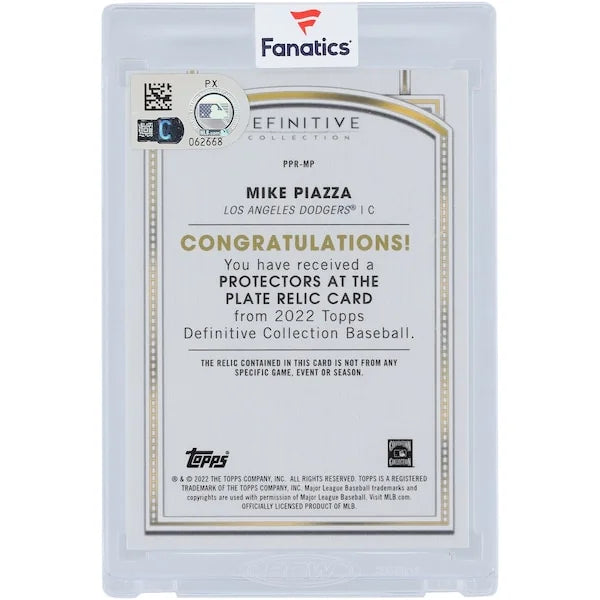 Mike Piazza Signed 2022 Topps Definitive Collection Card | Game-Used Relic #1/25