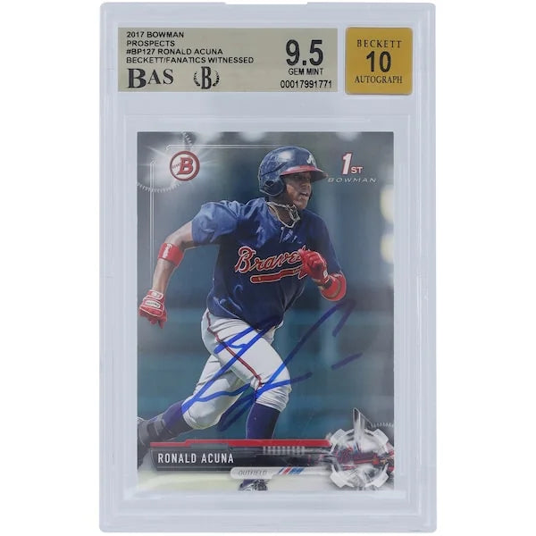 Ronald Acuna Jr. Signed 2017 Bowman Prospects #BP127 | Graded 9.5