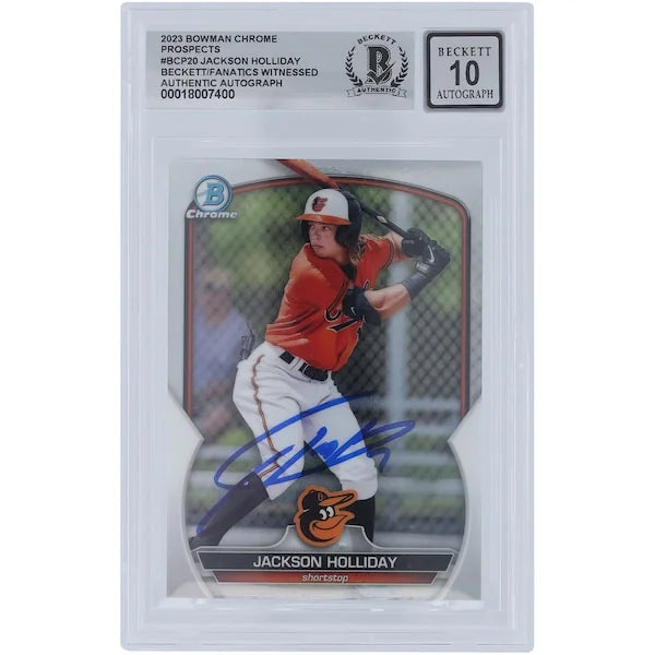 Jackson Holliday Signed 2023 Bowman Chrome Prospect #BCP-20 | Beckett 10