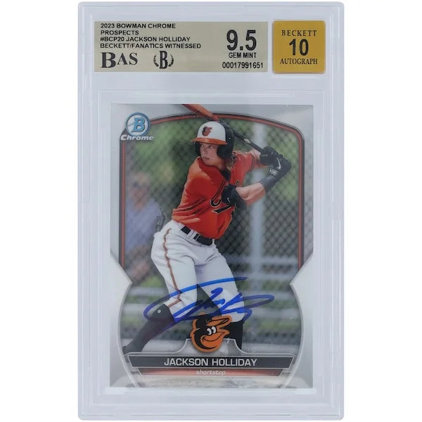 Jackson Holliday Signed 2023 Bowman Chrome Prospect Card #BCP-20 | Graded 9.5