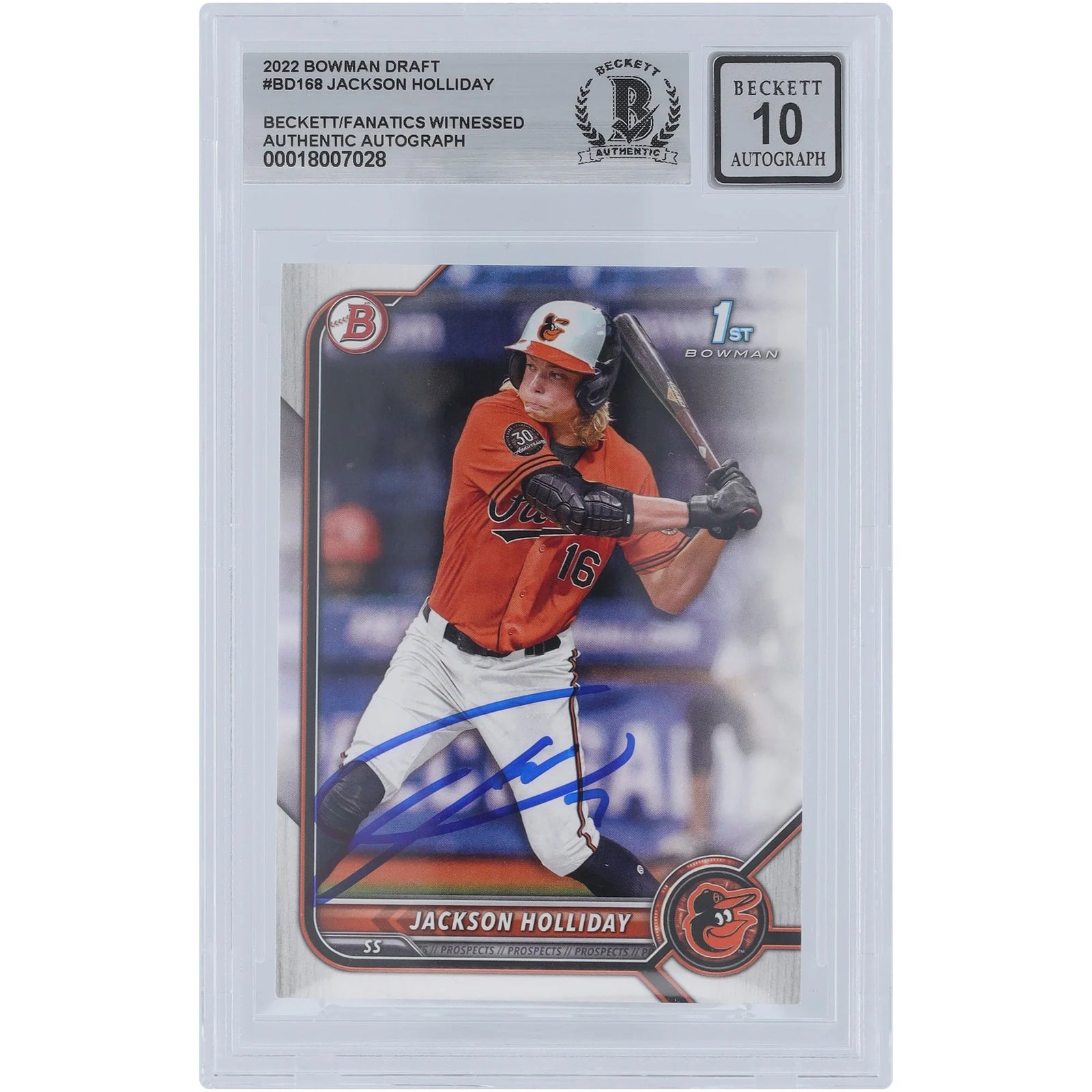 Jackson Holliday Signed 2022 Bowman Draft 1st Bowman Card | Graded 10