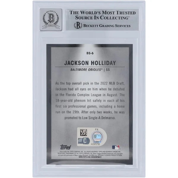 Jackson Holliday Signed 2023 Bowman Chrome Spotlights #BS-6 | Grade 10