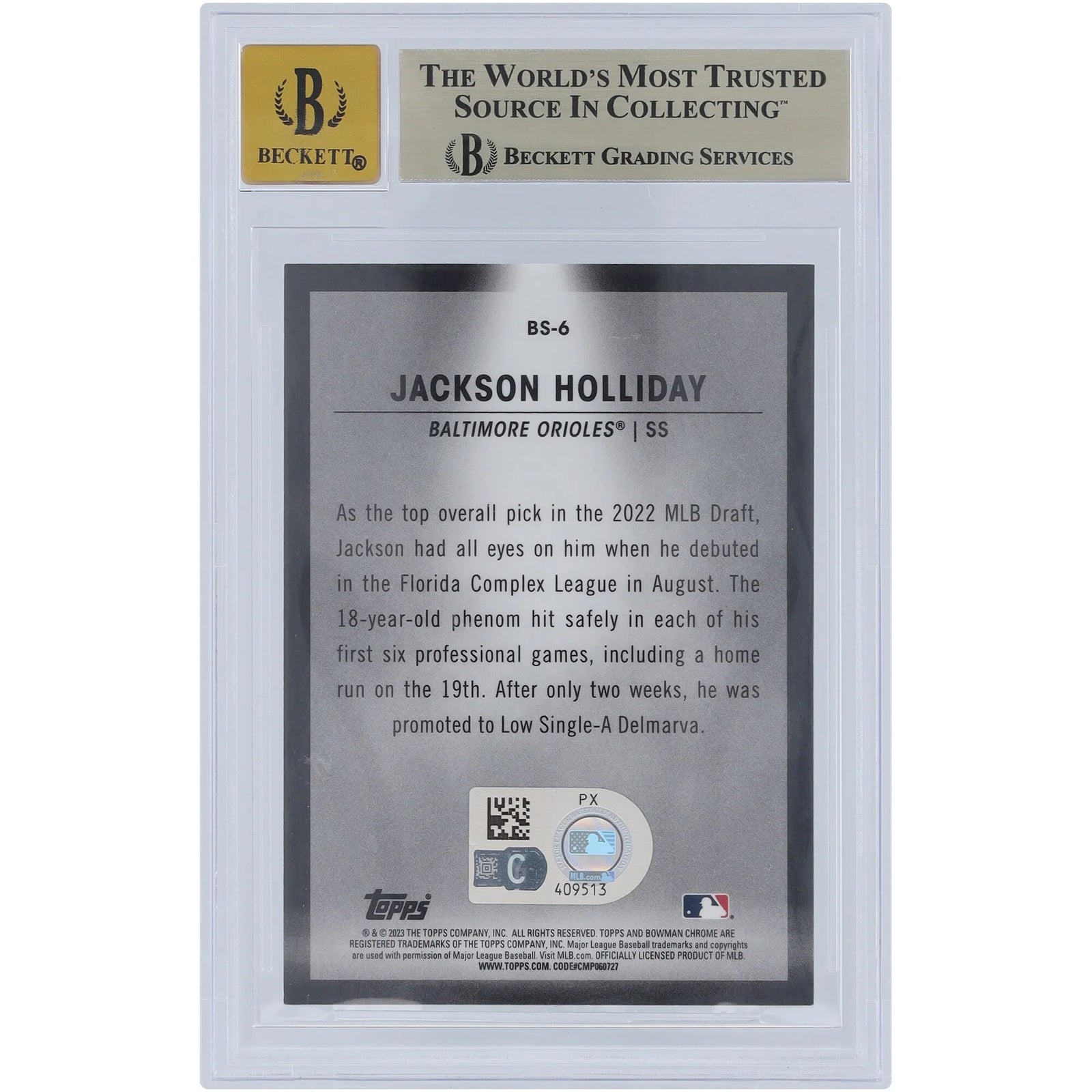 Jackson Holliday Signed 2023 Bowman Chrome Spotlights #BS-6 | BGS 9.5