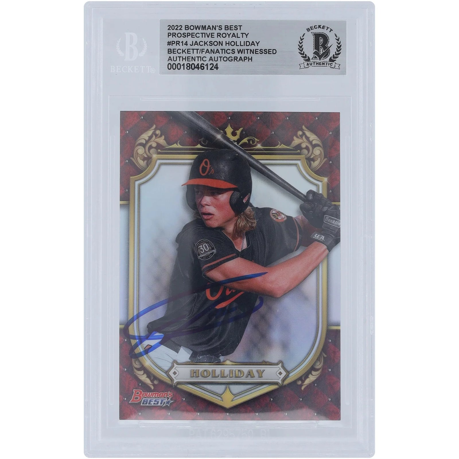 Jackson Holliday Signed 2022 Bowman's Best Prospective Royalty #PR-14 Card | Authenticated