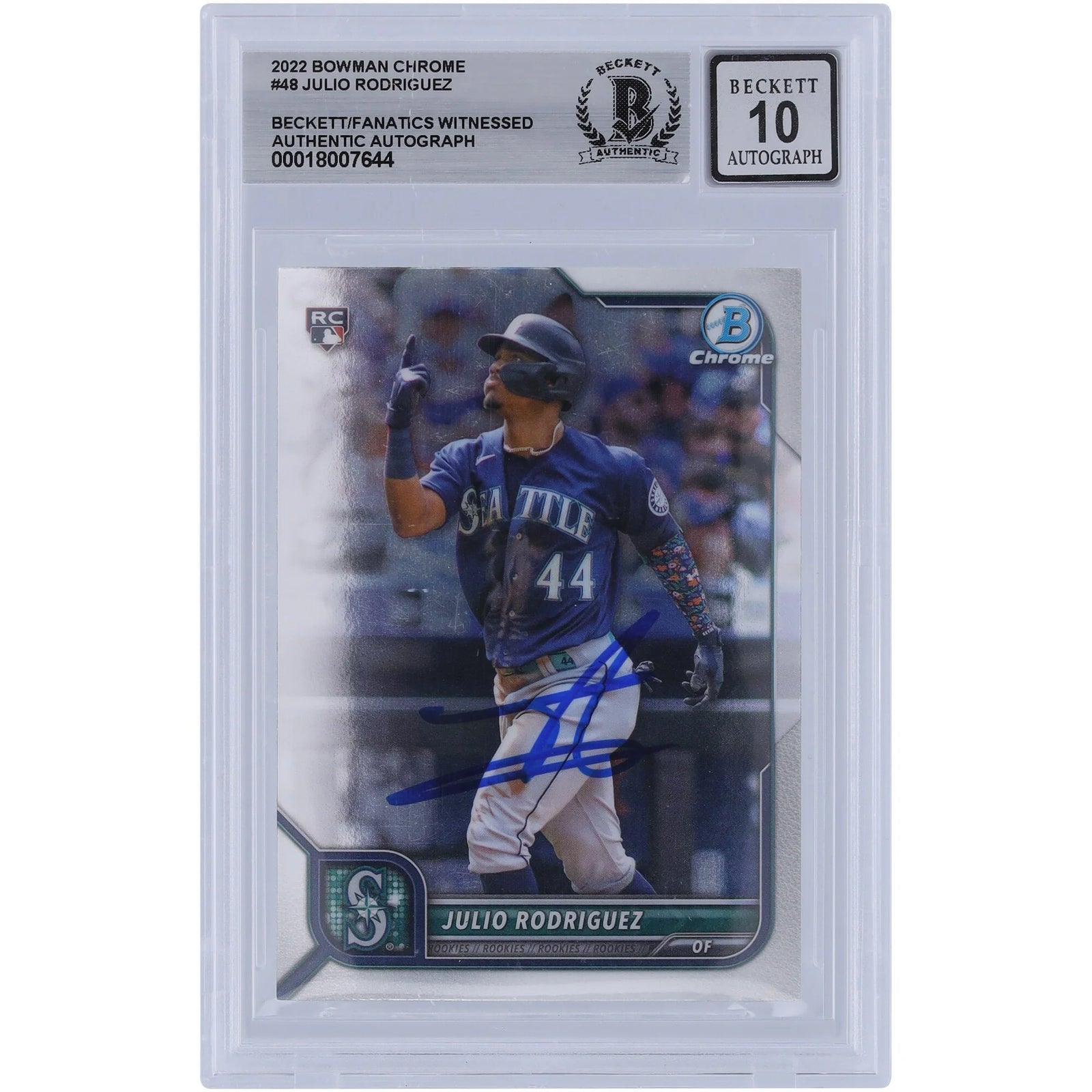 Julio Rodriguez Signed 2022 Bowman Chrome #48 Rookie Card | Grade 10