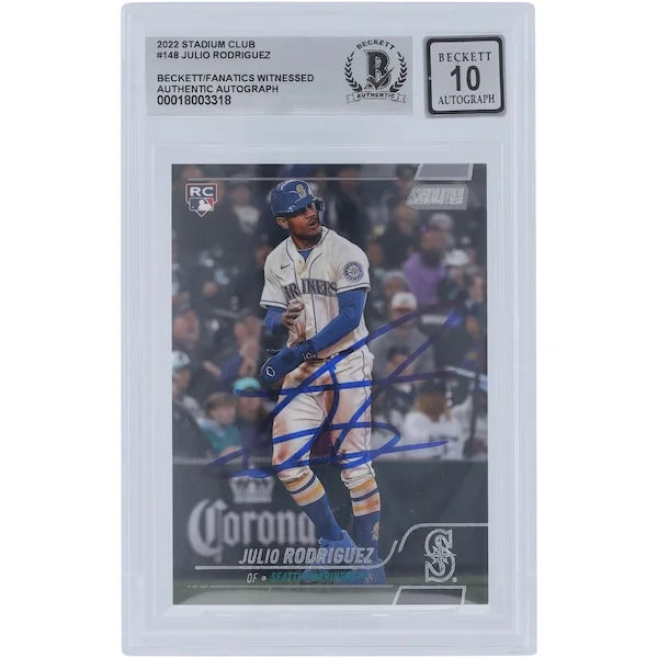 Julio Rodriguez Signed 2022 Topps Stadium Club #148 Rookie Card | Grade 10