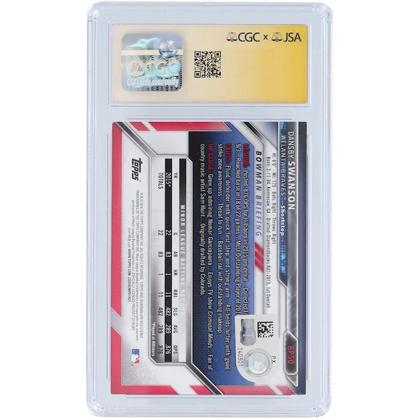 Dansby Swanson Signed 2016 Bowman Prospects #BP50 Card | CGC Graded 10
