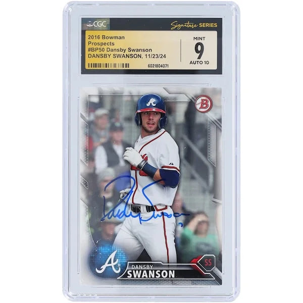 Dansby Swanson Signed 2016 Bowman Prospects #BP50 Card | CGC Graded 9