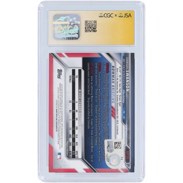 Dansby Swanson Signed 2016 Bowman Prospects #BP50 Card | CGC Graded 9