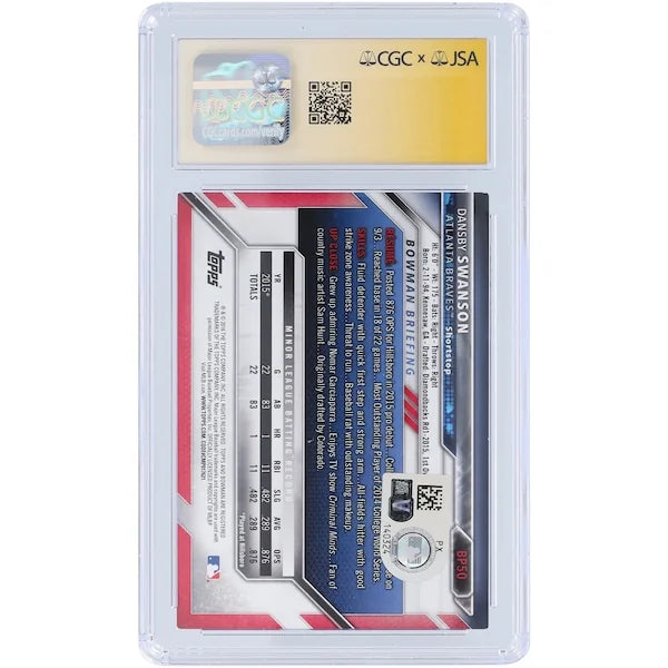 Dansby Swanson Signed 2016 Bowman Prospects Yellow #BP50 | CGC Auto 10