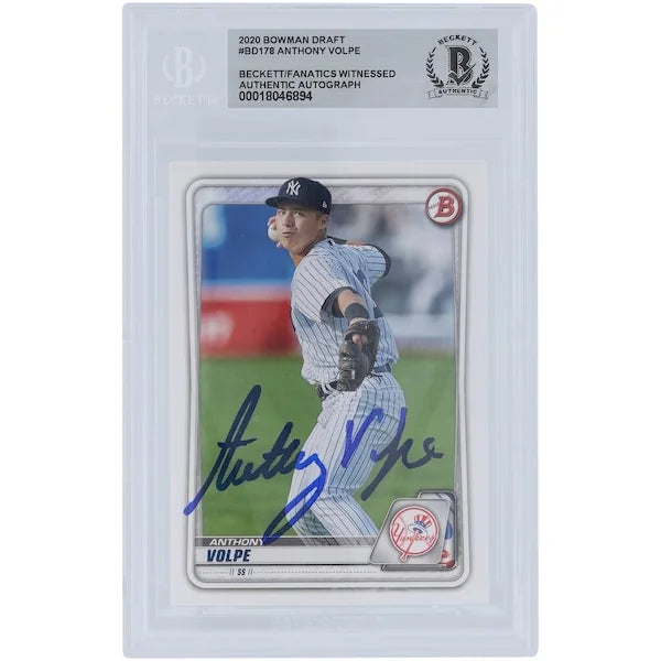 Anthony Volpe New York Yankees Autographed 2020 Bowman Draft #BD-178 Beckett Fanatics Witnessed Authenticated Card - F2