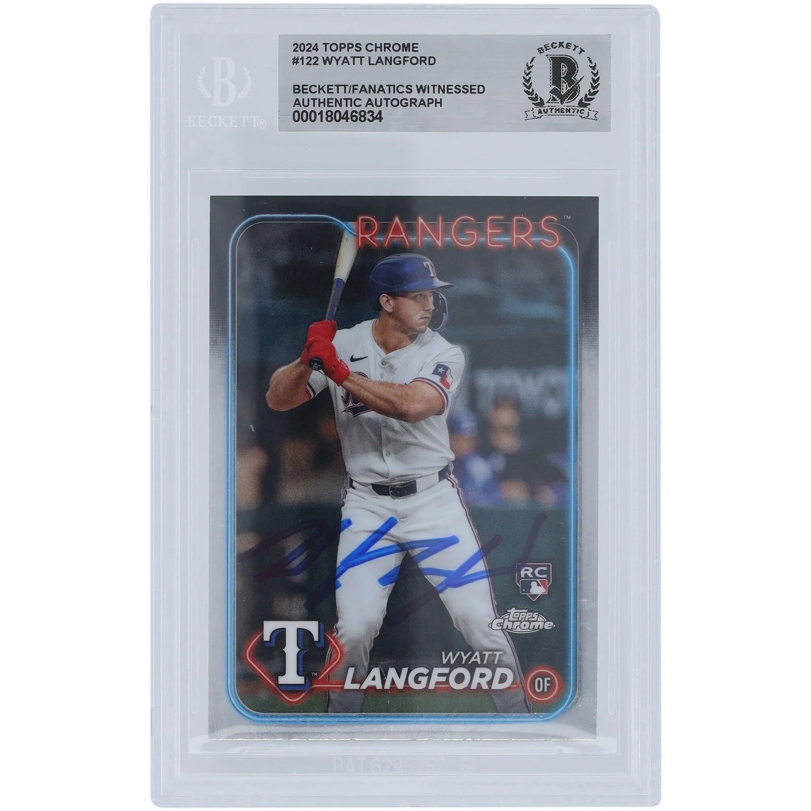 Wyatt Langford Signed 2024 Topps Chrome #122 Rookie Card | Authenticated