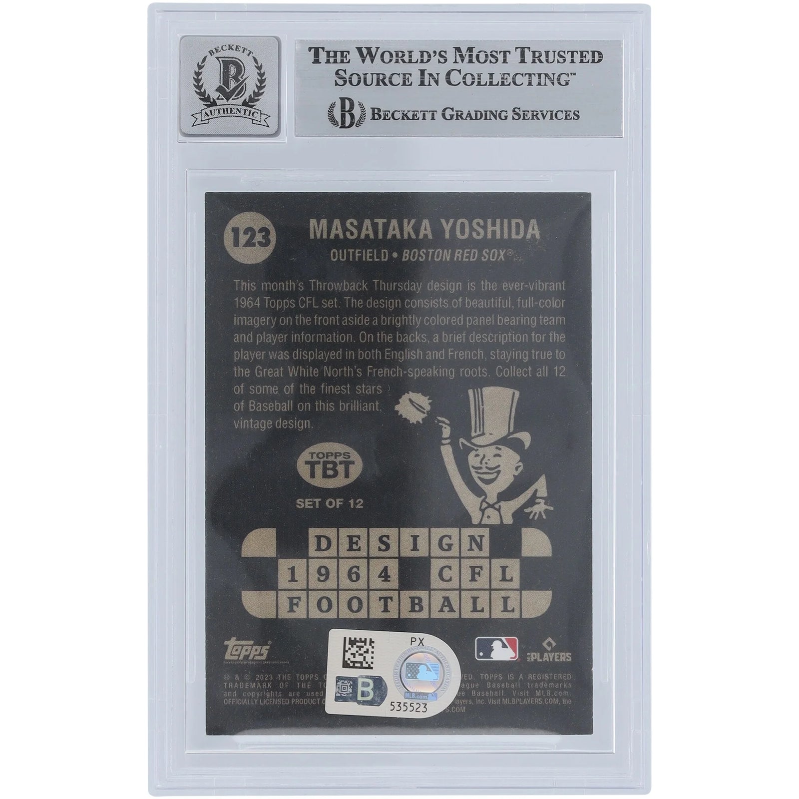 Masataka Yoshida Signed 2023 Topps TBT 1964 Rookie #123 Card | Graded 10