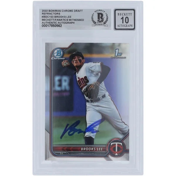 Brooks Lee Signed 2022 Topps Bowman Chrome Refractor | Beckett Graded 10