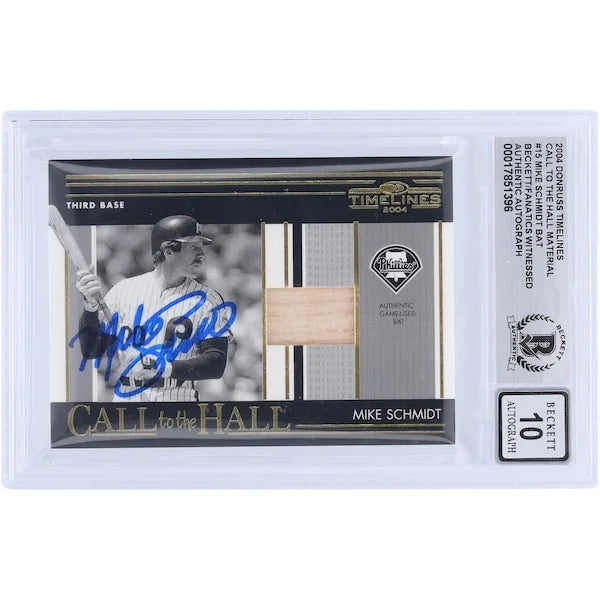 Mike Schmidt Signed 2004 Donruss Timelines Call to the Hall Card | Graded 10