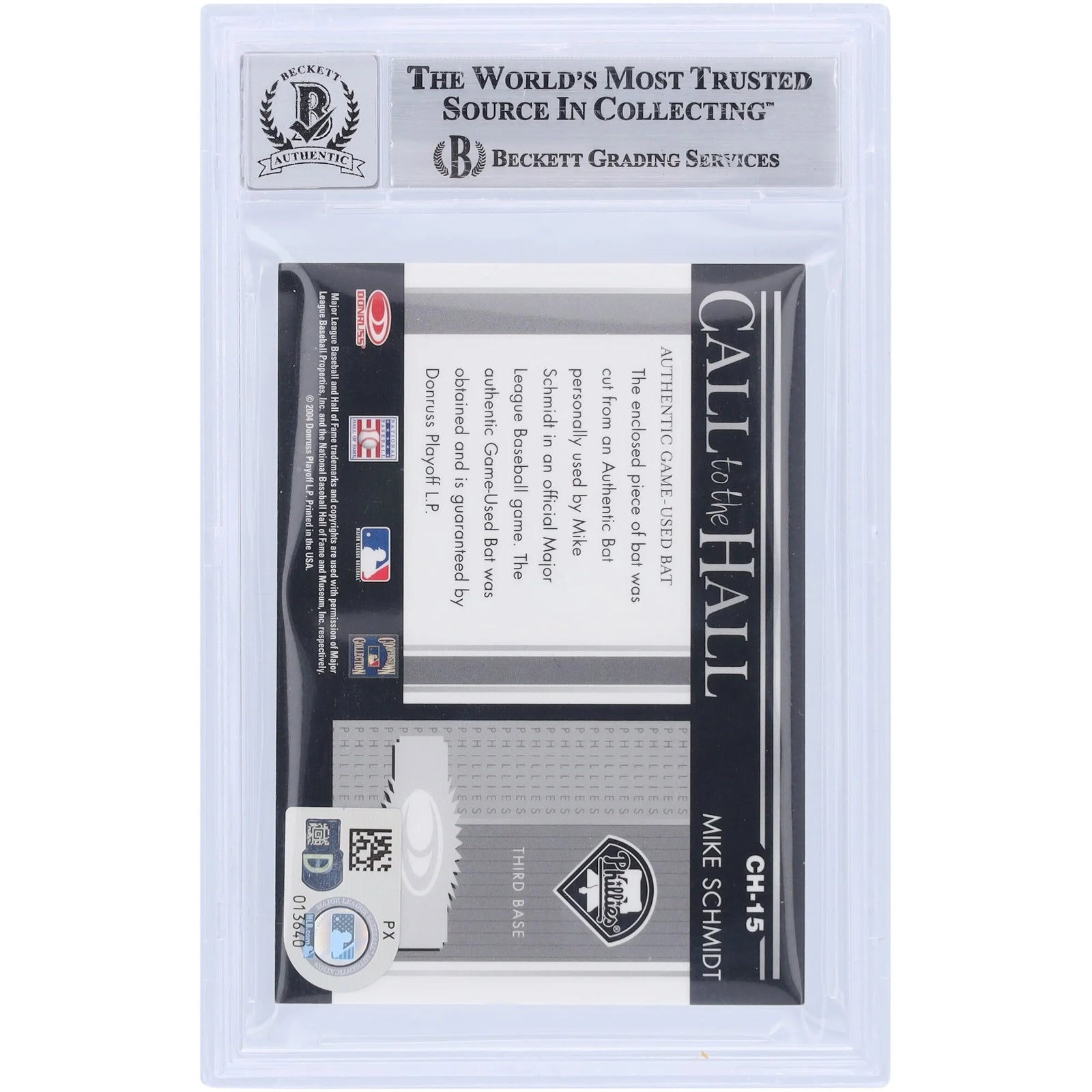 Mike Schmidt Signed 2004 Donruss Timelines Call to the Hall Card | Graded 10