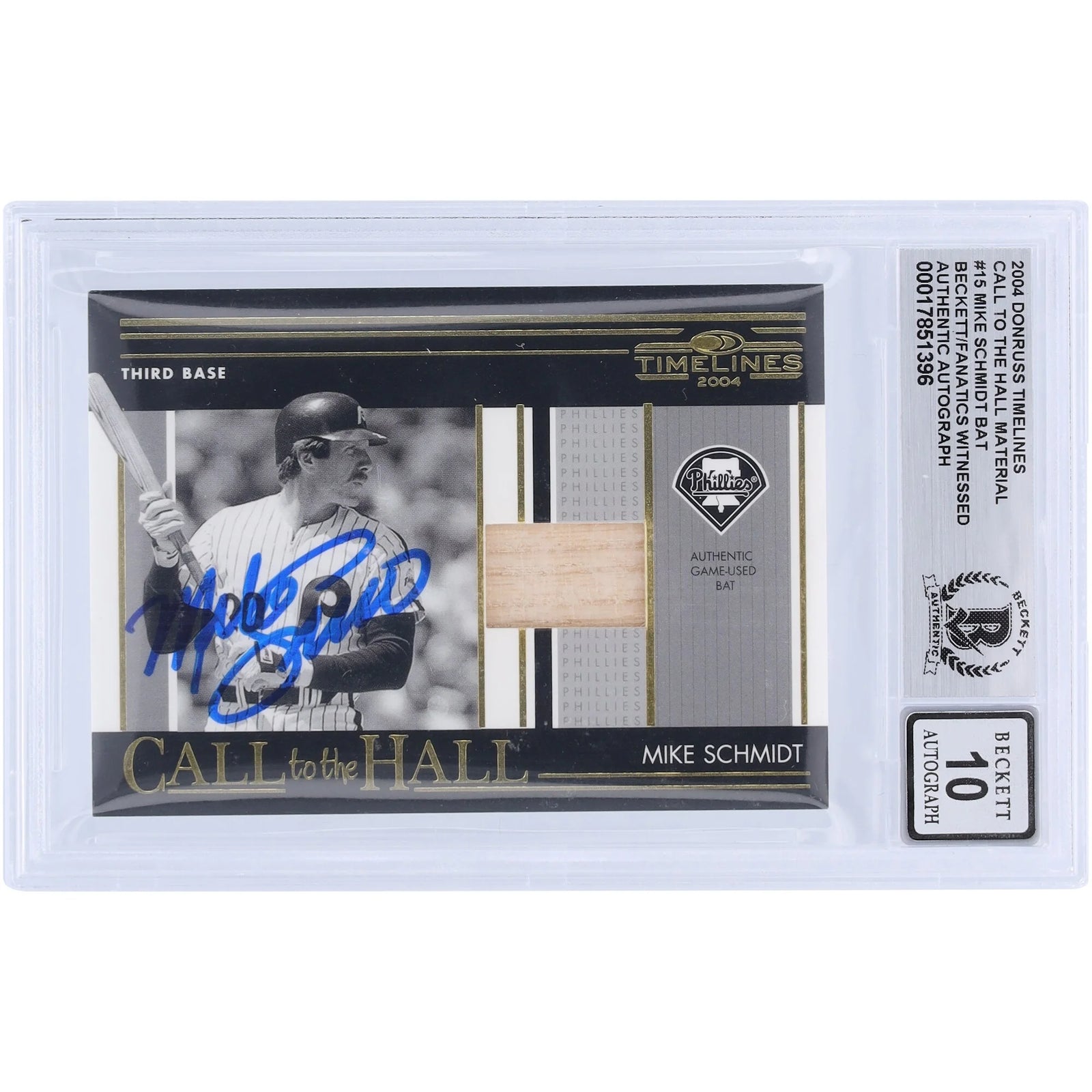 Mike Schmidt Signed 2004 Donruss Timelines Call to the Hall Card | Graded 10