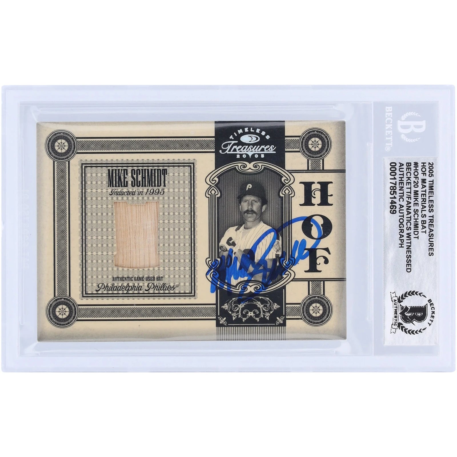 Mike Schmidt Signed 2005 Donruss Timeless Treasures Bat Relic | Grade 10