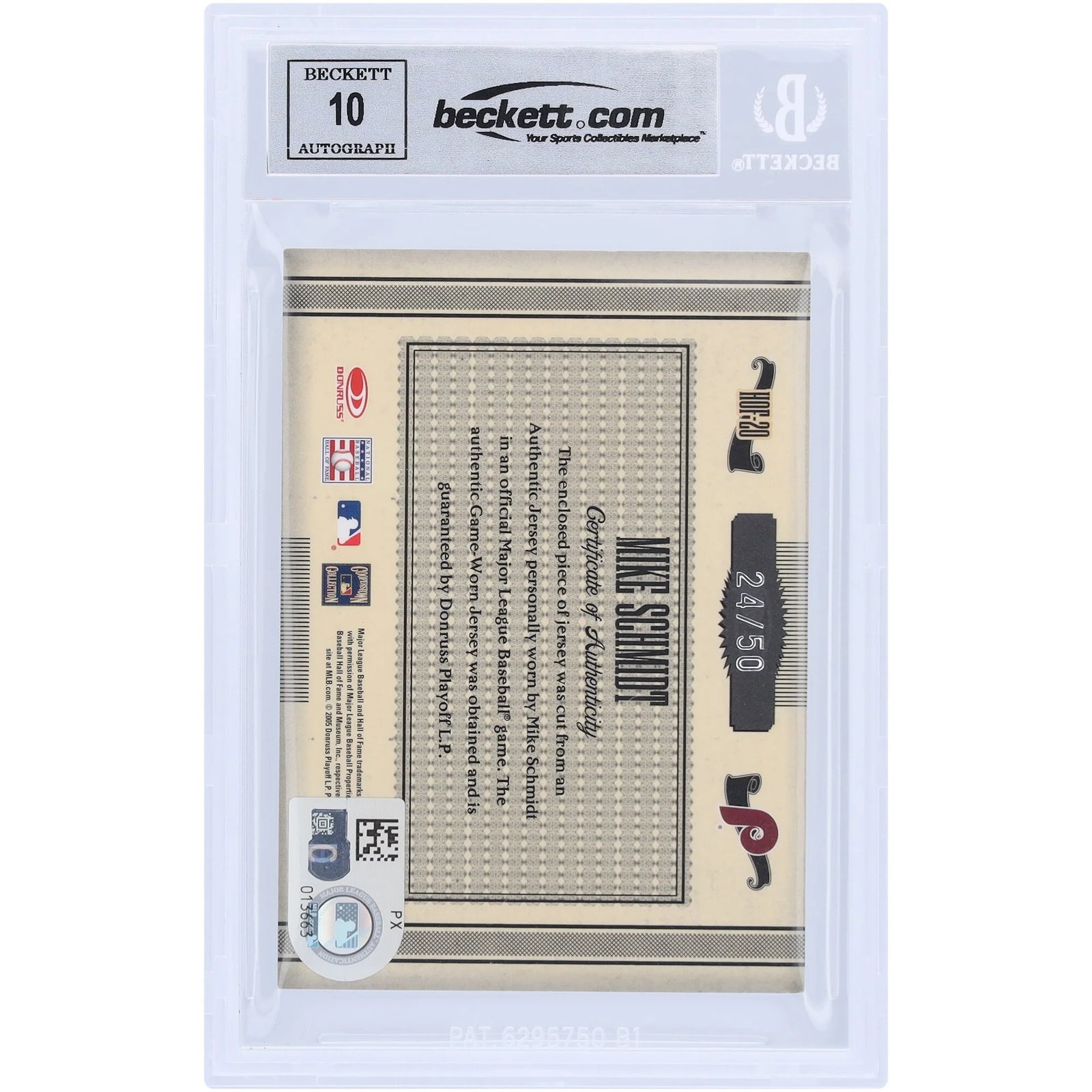 Mike Schmidt Signed 2005 Donruss Timeless Treasures Card | HOF Materials Relic #/50