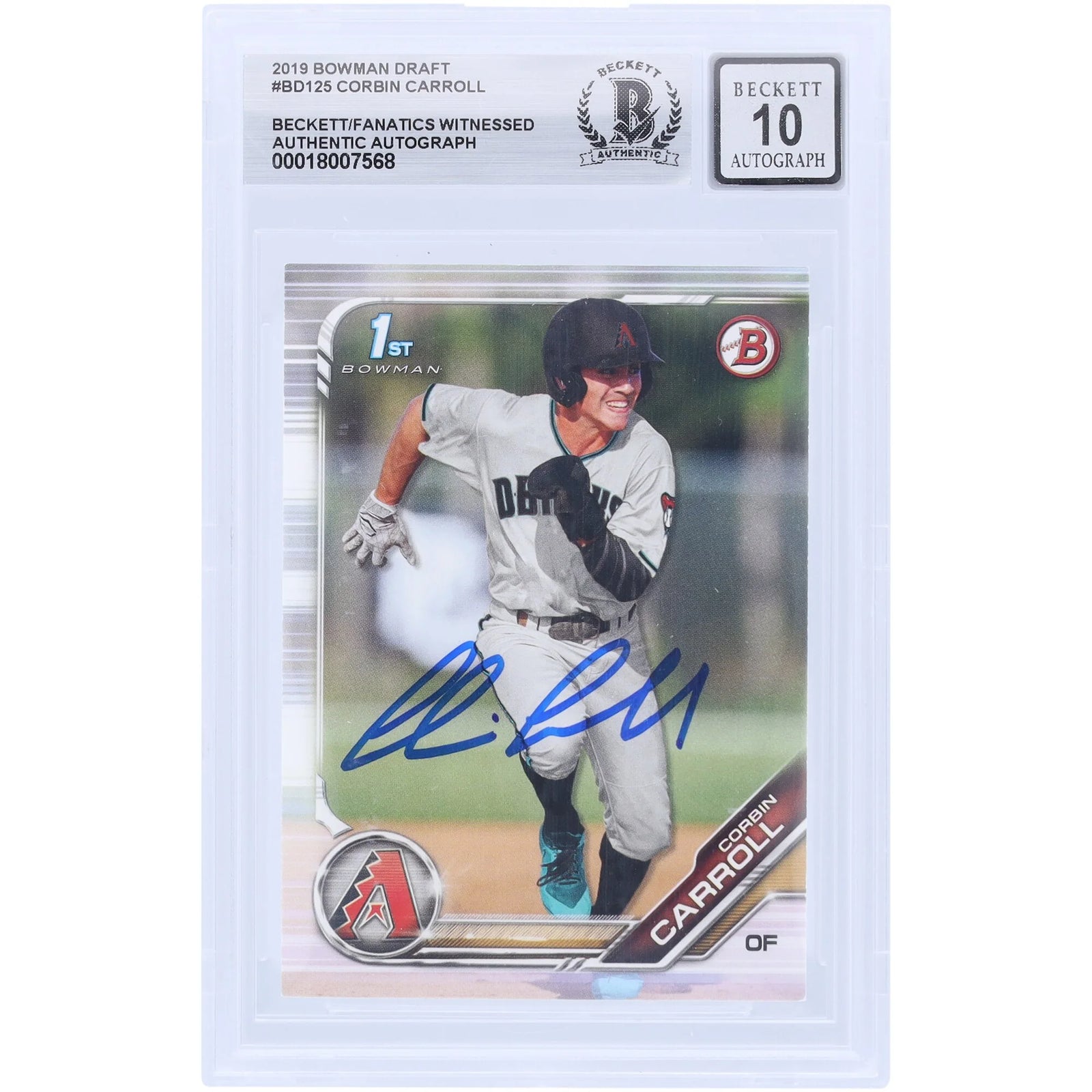 Corbin Carroll Signed 2019 Bowman Draft #BD-125 | Graded 10