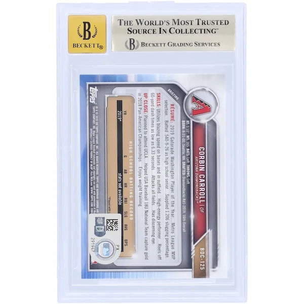 Corbin Carroll Signed 2019 Bowman Chrome Draft #BDC-125 | Graded 9.5