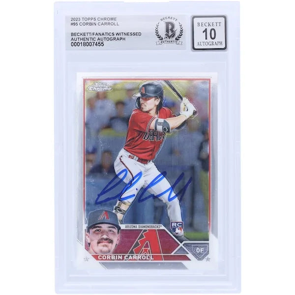 Corbin Carroll Signed 2023 Topps Chrome #95 Rookie Card | Beckett 10