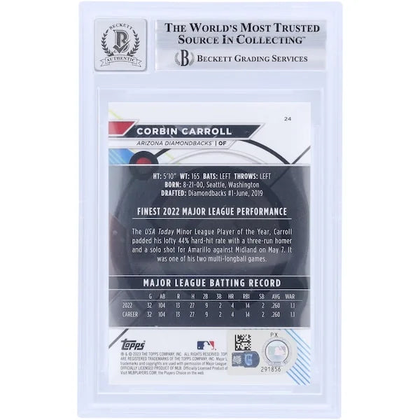 Corbin Carroll Signed 2023 Topps Finest #24 Rookie Card | Graded 10