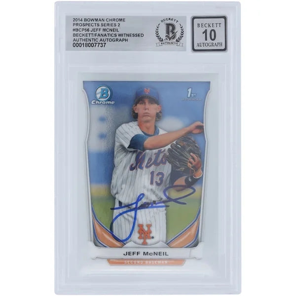 Jeff McNeil Signed 2014 Bowman Chrome Prospects #BCP56 | Graded 10