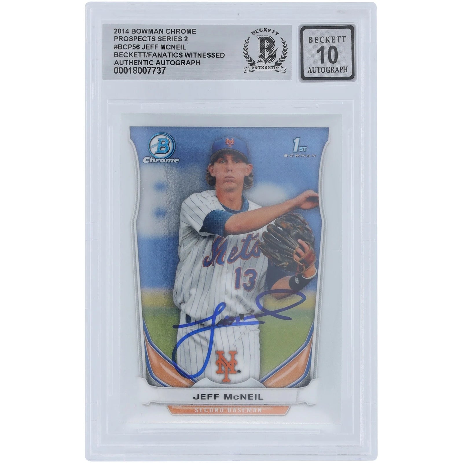 Jeff McNeil Signed 2014 Bowman Chrome Prospects #BCP56 | Graded 10
