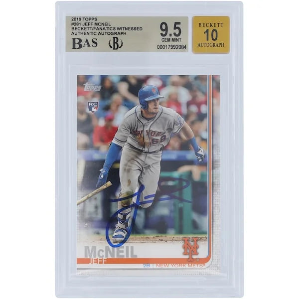 Jeff McNeil Signed 2019 Topps Series 1 #281 Rookie Card | Graded 9.5