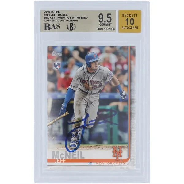 Jeff McNeil Signed 2019 Topps Series 1 #281 Rookie Card | Graded 9.5