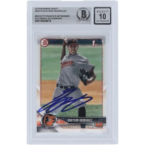 Grayson Rodriguez Signed 2018 Bowman Draft 1st Bowman #BD-73 | Grade 10