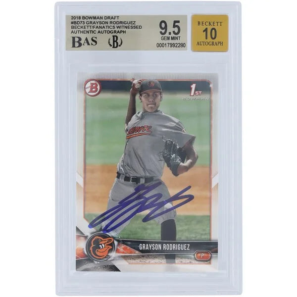 Grayson Rodriguez Signed 2018 Bowman Draft 1st Bowman #BD-73 | Graded 9.5