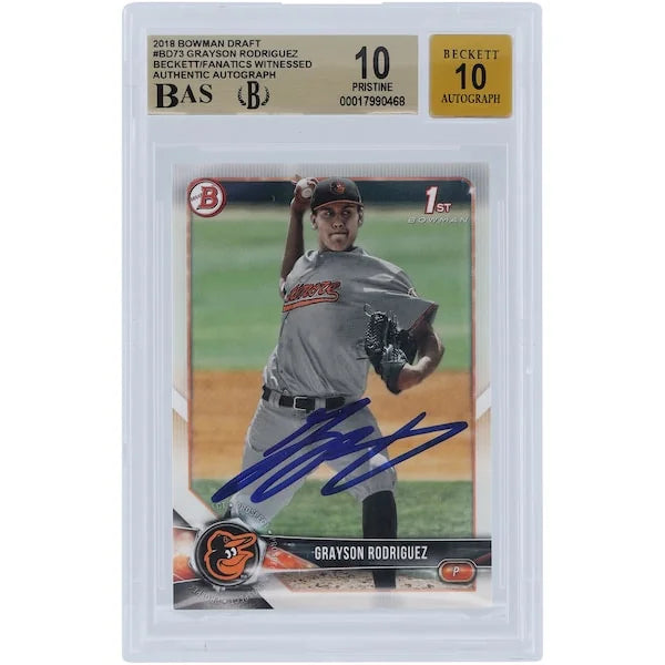 Grayson Rodriguez Signed 2018 Bowman Draft #BD-73 | Beckett 10