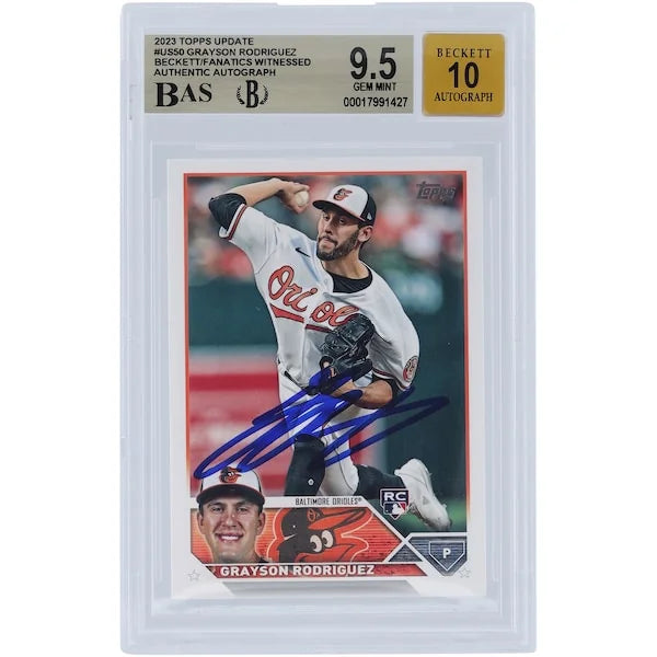Grayson Rodriguez Signed 2023 Topps Update #US50 Rookie Card | Beckett 9.5