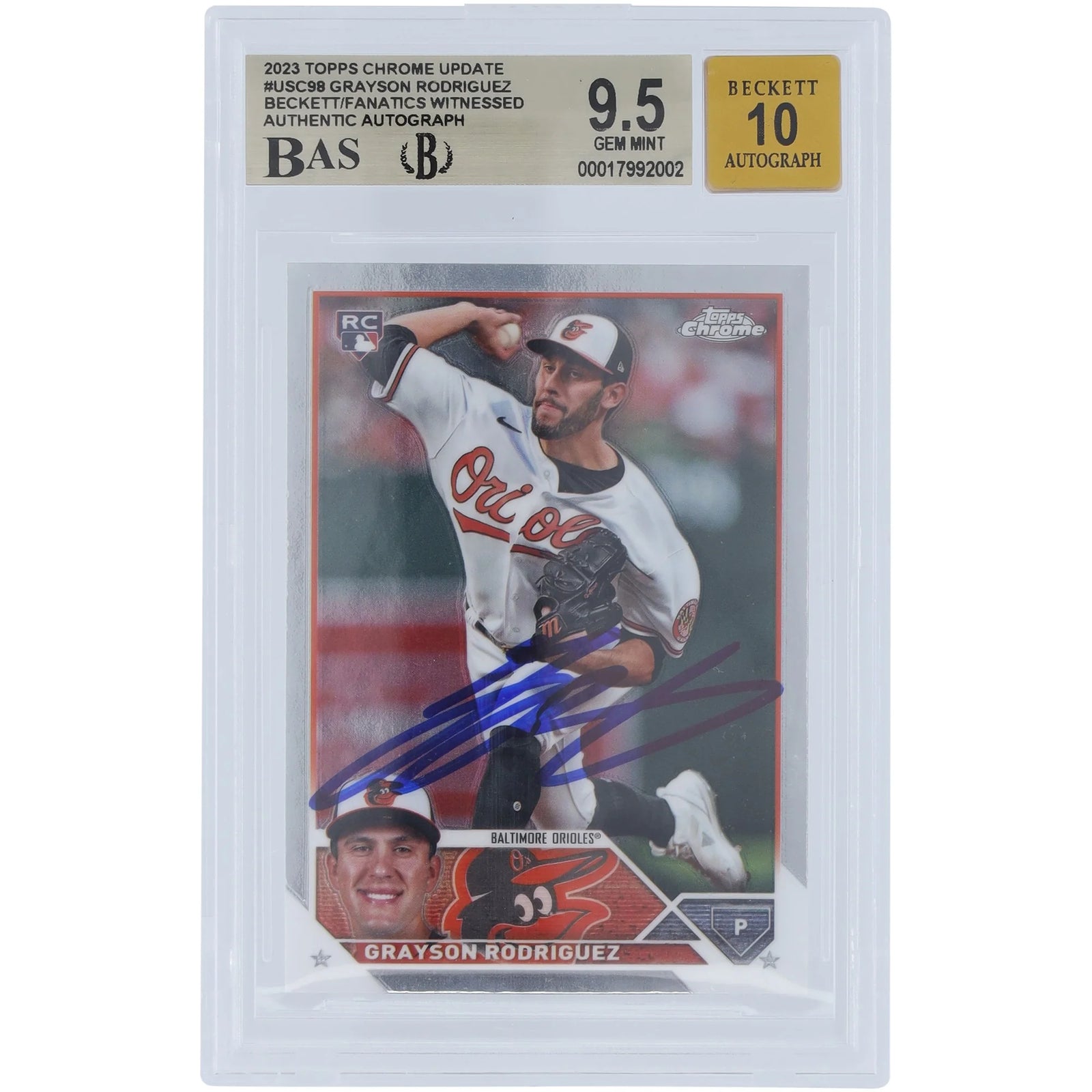 Grayson Rodriguez Signed 2023 Topps Chrome Update #USC98 | Graded 9.5 Rookie Card