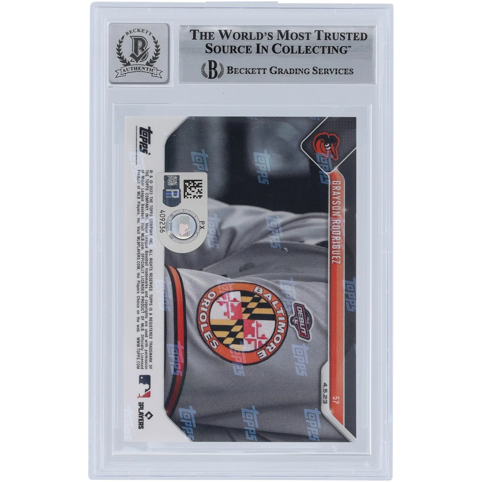 Grayson Rodriguez Signed 2023 Topps Now MLB Debut #57 | Graded 10