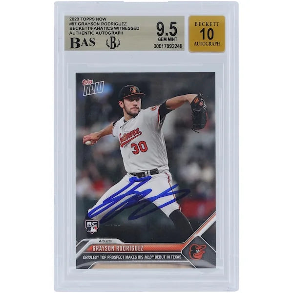 Grayson Rodriguez Signed 2023 Topps Now MLB Debut #57 Rookie Card | Beckett 9.5